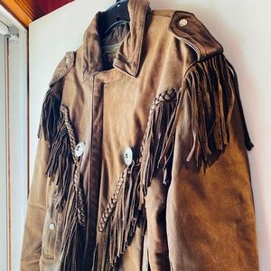 Vintage leather fringe moto jacket